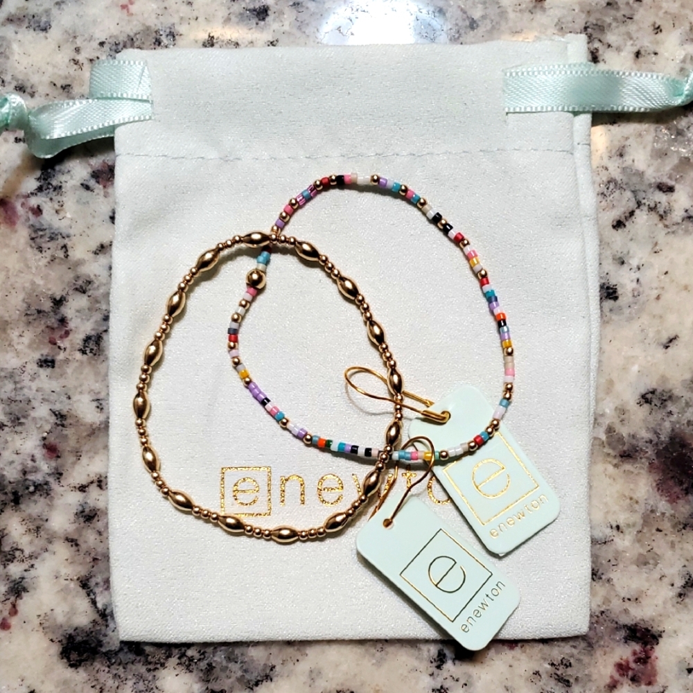 Set Of 2 ENewton Elegant Gold Beaded Bracelets